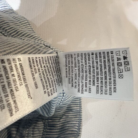 American Eagle Womens Super High Rise Baggy Wide Leg Pants Sz 6 Striped Coastal - Picture 12 of 15